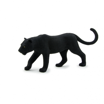 Figura decorativa de pantera negra em fundo branco