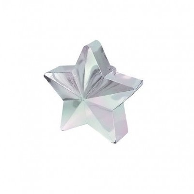 Figura decorativa estrela transparente com reflexos iridescentes