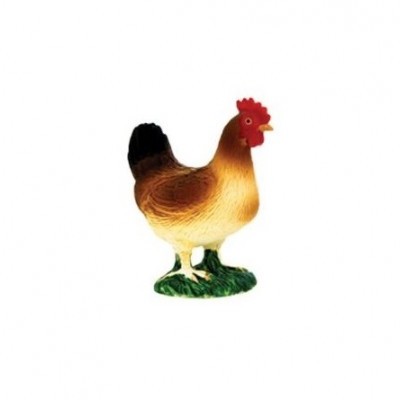 Figurinha de galinha com base verde