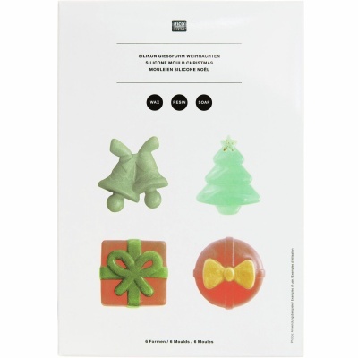 Molde de silicone para Natal com motivos festivos em várias cores