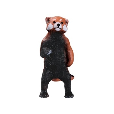 Figura de plástico de panda-vermelho em pé com pelagem castanha-avermelhada e preta