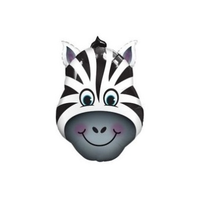 Balão de cabeça de zebra preto e branco sorridente