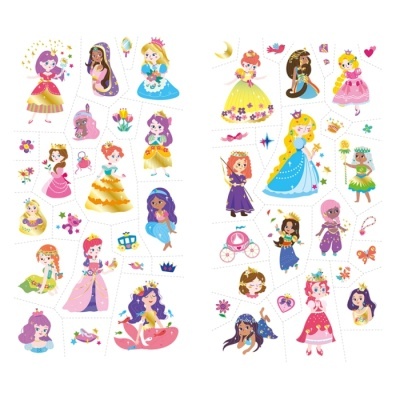 Autocolantes coloridos de princesas e elementos mágicos