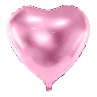 Balão cor de rosa metálico em forma de coração