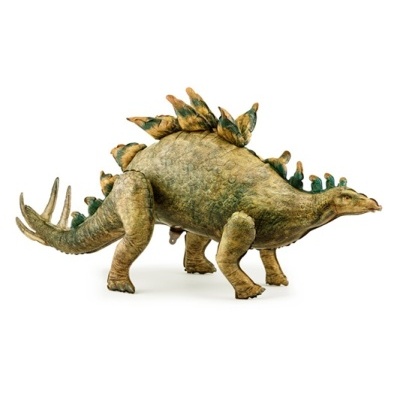 Figura de dinossauro Stegosaurus verde com placas dorsais castanhas