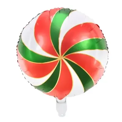 Balão redondo vermelho verde branco com padrão em espiral