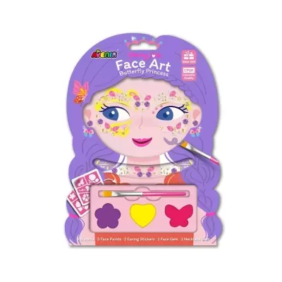 Kit de pintura facial Face Art Butterfly Princess da Avenir com tintas coloridas e acessórios