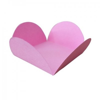 Suporte para doces em papel rosa aberto com lados arredondados