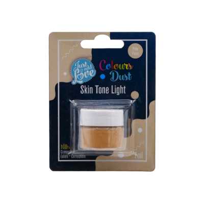 Pó compacto cosmético Just add Love Colours Dust Skin Tone Light em embalagem azul e bege