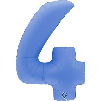 Balão azul formato número 4 com símbolo G