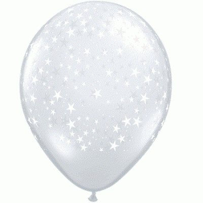 Balão transparente com estrelas brancas
