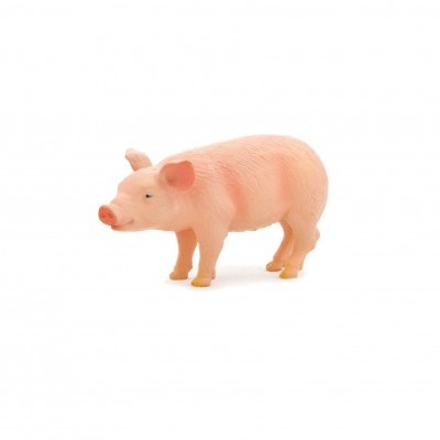 Figura de plástico de um porco cor-de-rosa