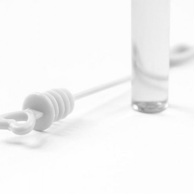 Conta-gotas de plástico branco com frasco transparente