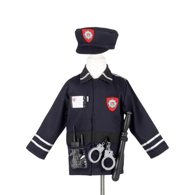 Uniforme infantil de polícia azul escuro com acessórios