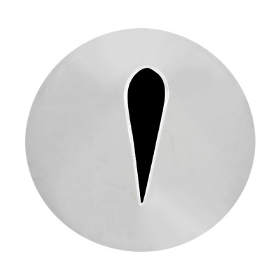 Objeto metálico redondo com corte em forma de lágrima