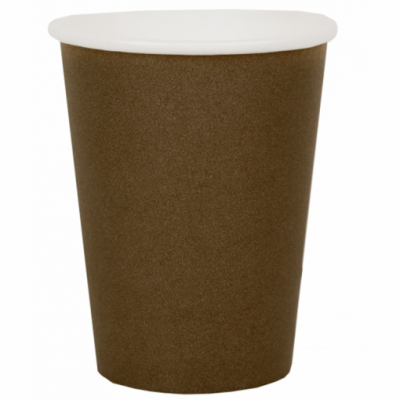 Copo descartável castanho com tampa branca