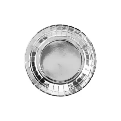 Prato decorativo prateado com padrão quadriculado