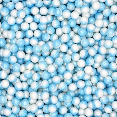 Bolas pequenas azuis e brancas com textura marmoreada