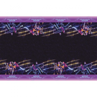 Lençol de flanela preto com moldura roxa e personagens KPOP Demon Slayers