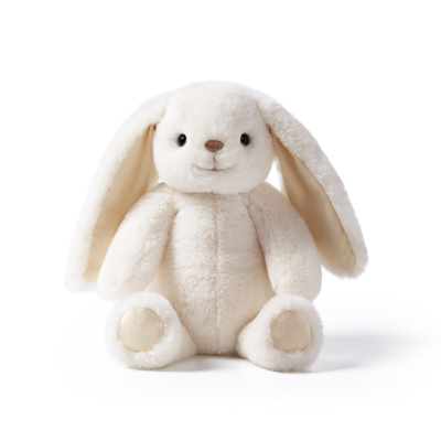 Urso de peluche castanho claro com orelhas grandes e nariz castanho