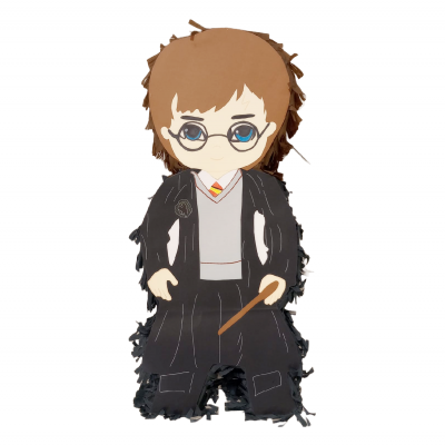 Pinata personagem desenho animado com óculos e roupa preta