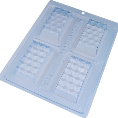 Moldes de plástico transparente com 4 formas retangulares texturizadas
