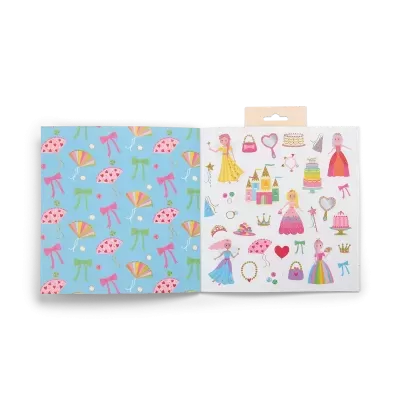 Livro de stickers de princesas e acessórios coloridos