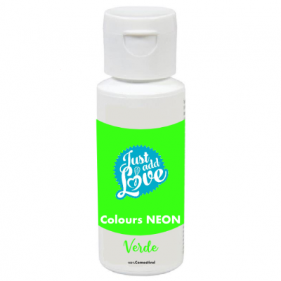 Frasco de tinta com rótulo verde neon e texto em branco e verde