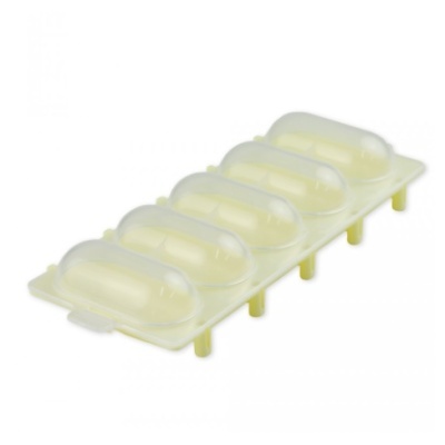 Forma para gelados com cinco moldes de cor creme translúcida com tampas