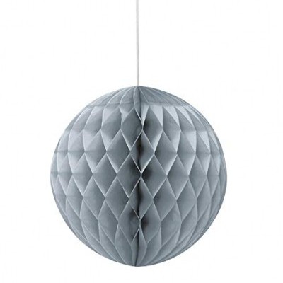 Esfera decorativa de papel cinzento claro com padrão em colmeia