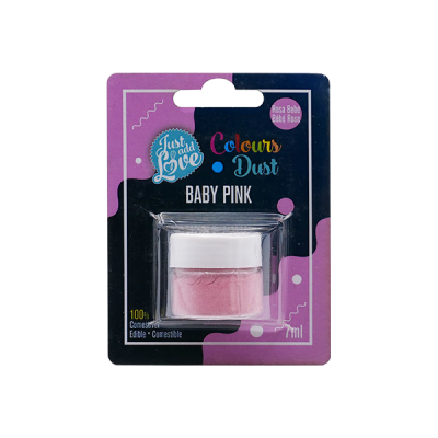 Pó corante para alimentos Baby Pink em embalagem preta e lilás