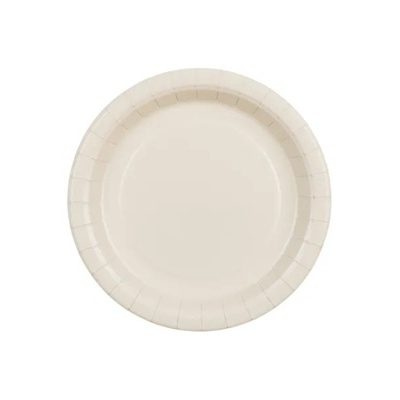 Prato descartável de papel branco redondo
