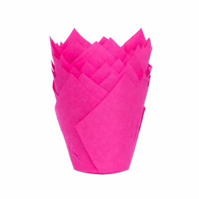 Embalações para cupcakes rosa em papel com camadas frisadas