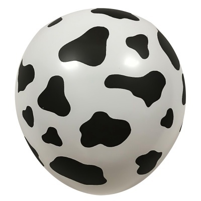 Balão branco com manchas pretas tipo pele de vaca