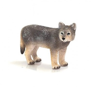 Figura miniatura de lobo cinzento com patas castanhas