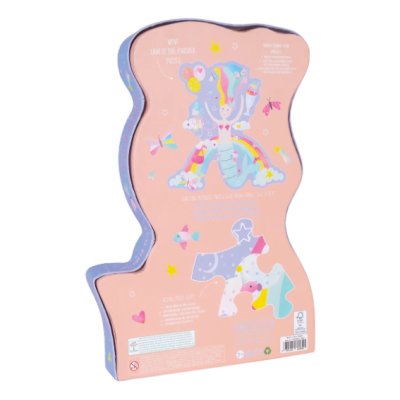 Embalagem de quebra-cabeças infantil com ilustração colorida e texto em inglês