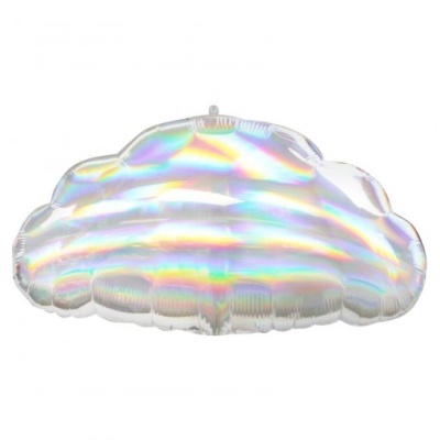 Balão de hélio em forma de nuvem prateado iridescente