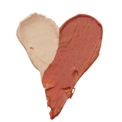 Textura cremosa em forma de coração com duas cores de maquilhagem líquida