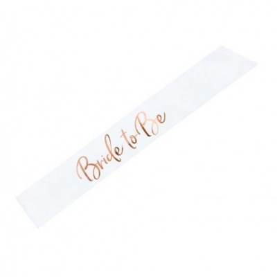 Faixa branca com texto dourado 