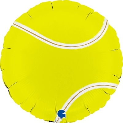 Balão redondo amarelo com padrão de bola de ténis