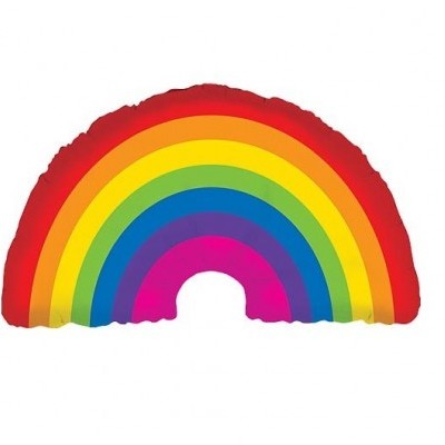 Balão em forma de arco-íris colorido sobre fundo branco