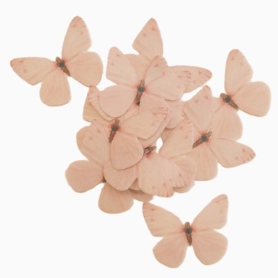 Borboletas artificiais rosa claro sobre fundo branco