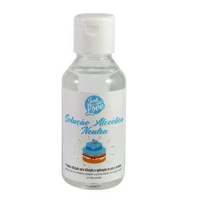 Frasco de solução alcoólica neutra com etiqueta e tampa branca