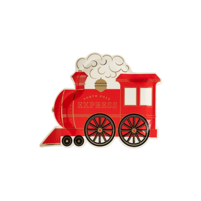 Figura decorativa de comboio vermelho com texto NORTH POLE EXPRESS