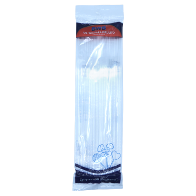 Embalagem de palitos para pirulito brancos com etiqueta BWB PALITOS PARA PIRULITO