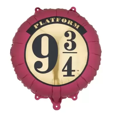 Balão redondo vinho e dourado com texto Platform 9 3/4