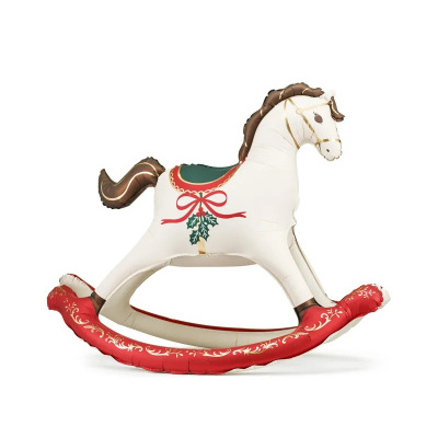 Brinquedo insuflável cavalo de balanço com design natalício