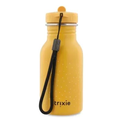 Garrafa amarela fosca com cordão preto e estampagem trixie