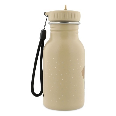 Garrafa térmica bege com tampa de rosca e alça preta