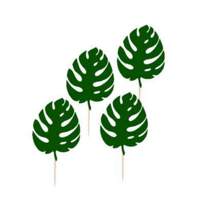 Palitos decorativos com folhas verdes estilo costela-de-adão